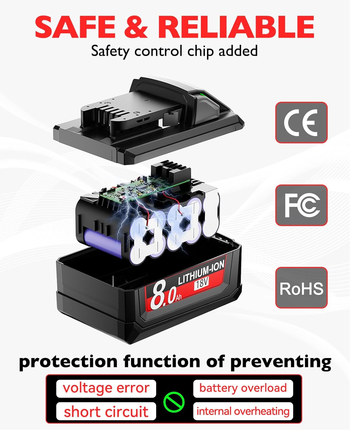 Milwaukee M18 18V 8.0Ah Battery 4-Pack | High Capacity Lithium Replacement Batteries 6 Milwaukee M18 18V 8.0Ah Battery 4-Pack | High Capacity Lithium Replacement Batteries - Image 6