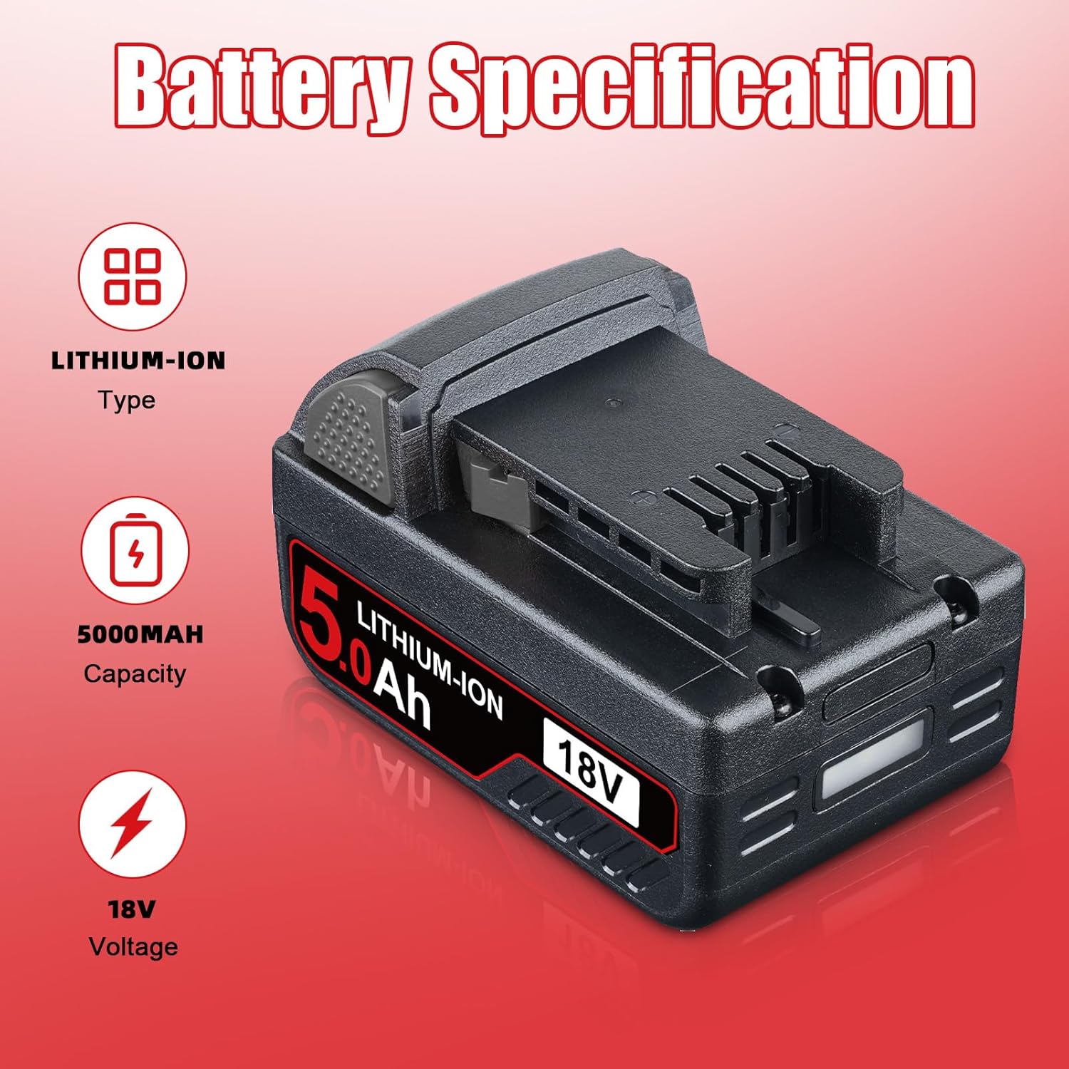 Milwaukee 18V 5.0Ah M18 Lithium-ion Battery Replacement 48-11-1850 2 Milwaukee 18V 5.0Ah M18 Lithium-ion Battery Replacement 48-11-1850 - Image 2