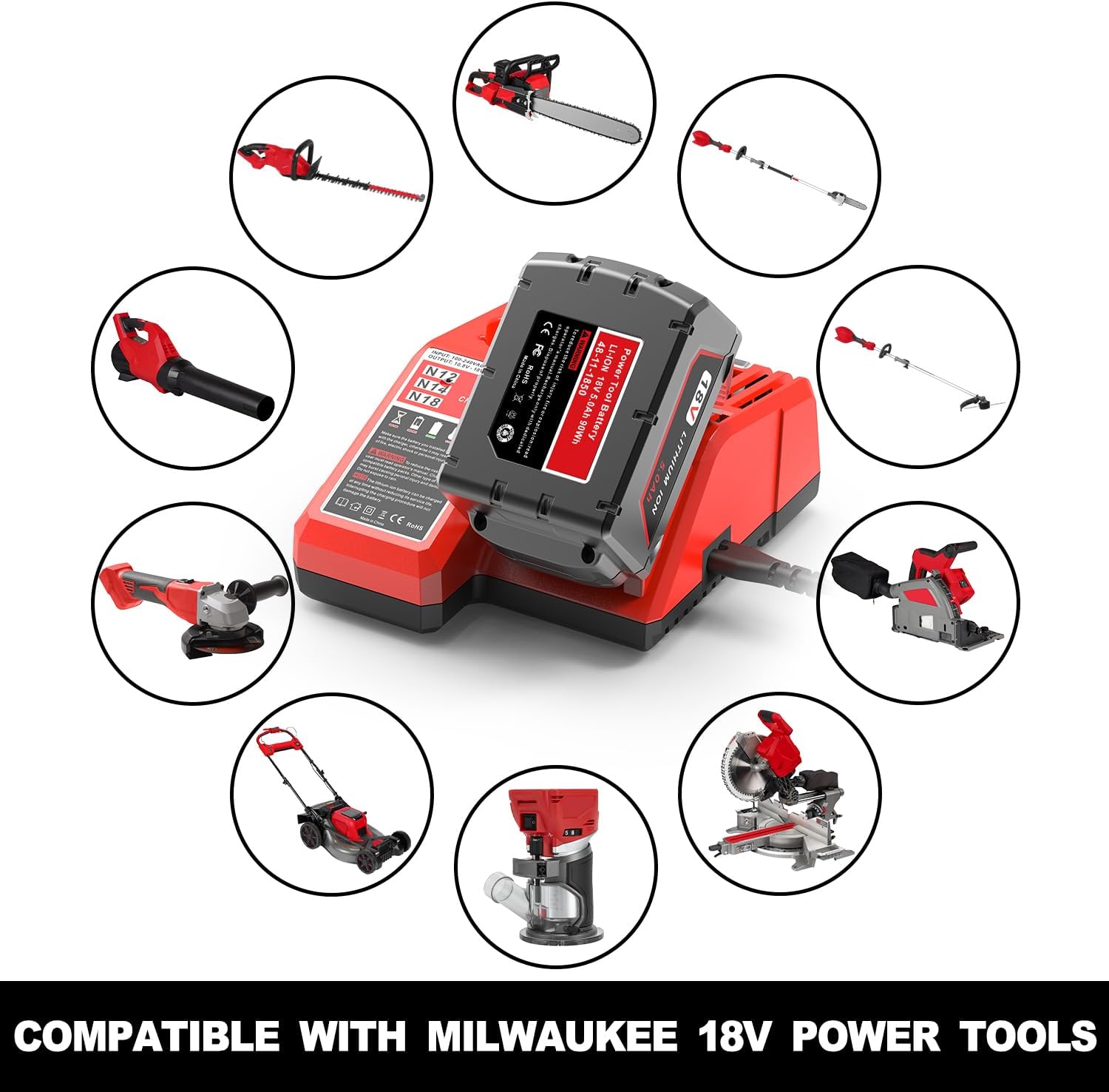 Milwaukee M18 5.0Ah Extended Battery Replacement High Capacity Lithium Ion Cordless Tool Power Pack 6 Milwaukee M18 5.0Ah Extended Battery Replacement High Capacity Lithium Ion Cordless Tool Power Pack - Image 6