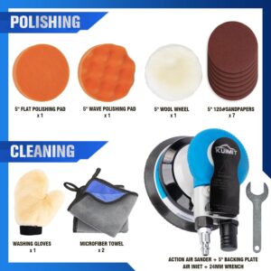 Professional 5″ Dual Action Air Sander Kit for Auto Body, Wood & Detail Work