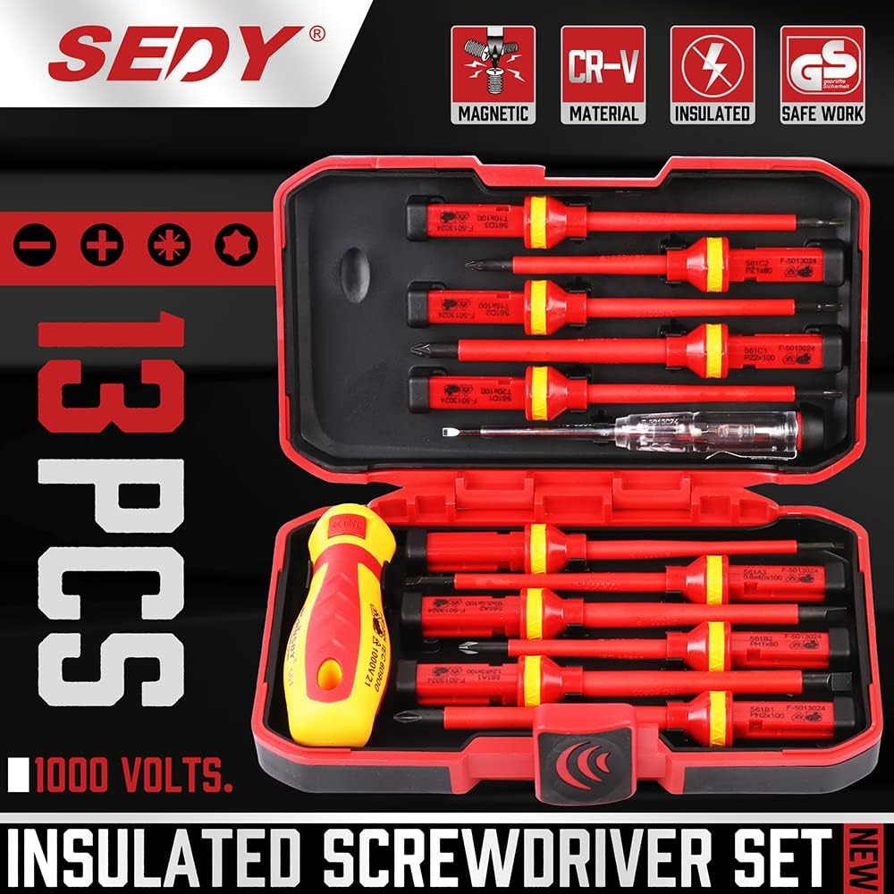 Professional Electrical Screwdriver Set | 1000V Insulated VDE Certified | 13-Piece CRV Magnetic Tips 9 Professional Electrical Screwdriver Set | 1000V Insulated VDE Certified | 13-Piece CRV Magnetic Tips - Image 9