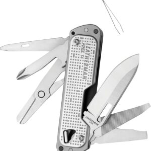 LEATHERMAN, FREE T4 Multitool and EDC Knife with Magnetic Locking and One Hand Accessible, Made in the USA, Stainless