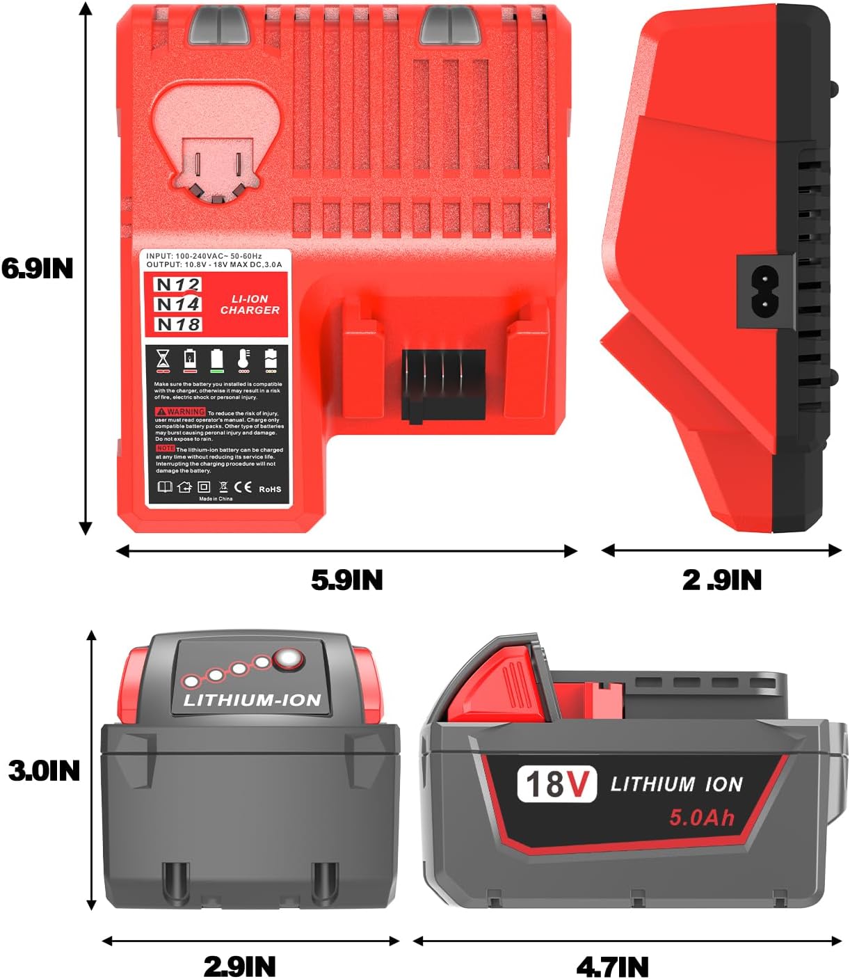 Milwaukee M18 5.0Ah Extended Battery Replacement High Capacity Lithium Ion Cordless Tool Power Pack 7 Milwaukee M18 5.0Ah Extended Battery Replacement High Capacity Lithium Ion Cordless Tool Power Pack - Image 7