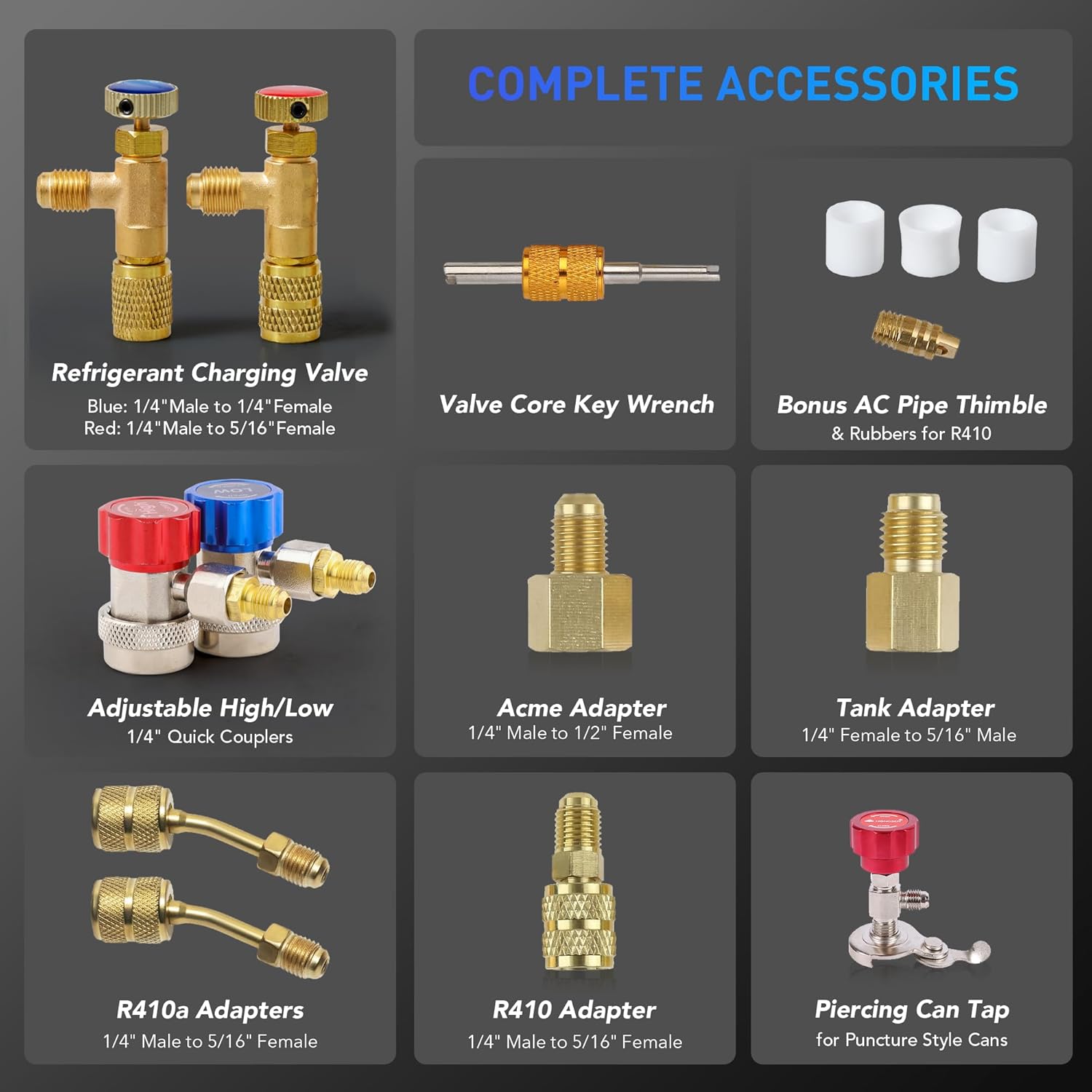 Professional AC Manifold Gauge Set for R410A R134A R22 HVAC Charging 6 Professional AC Manifold Gauge Set for R410A R134A R22 HVAC Charging - Image 6
