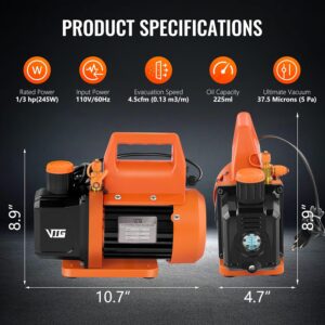 Premium 4.5 CFM AC Vacuum Pump & Gauge Kit for HVAC/Auto R134a R410a