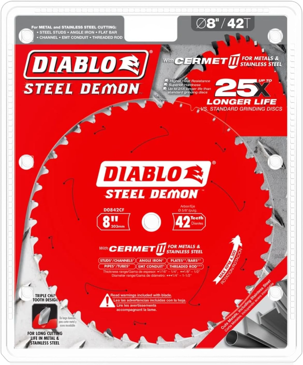 Diablo Steel Demon 8" Cermet Metal Cutting Saw Blade - Heavy Duty TCG Teeth 2 Diablo Steel Demon 8" Cermet Metal Cutting Saw Blade - Heavy Duty TCG Teeth - Image 2