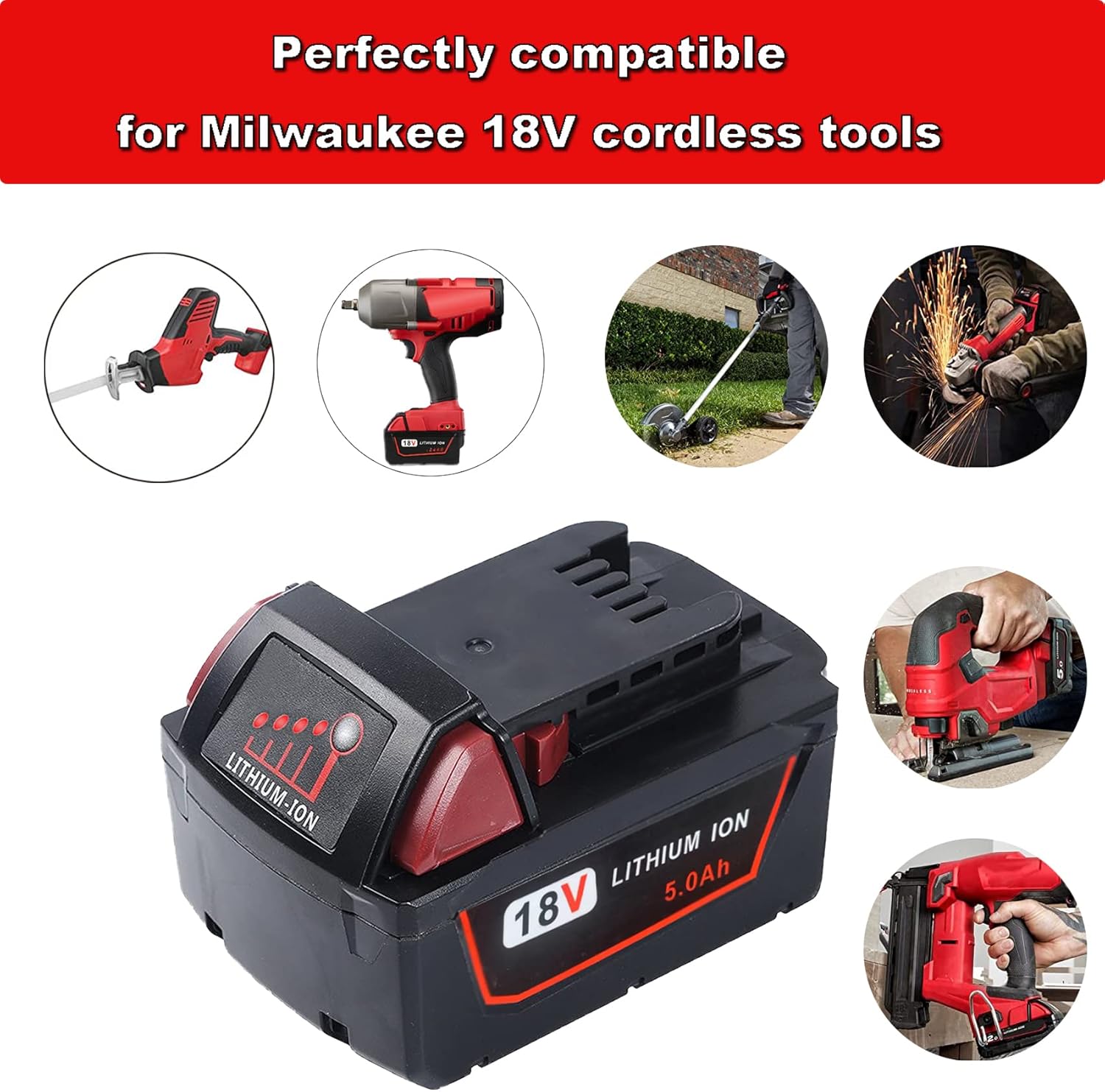 2-Pack Milwaukee M18 5.0Ah Batteries: High-Capacity Replacement Power 3 2-Pack Milwaukee M18 5.0Ah Batteries: High-Capacity Replacement Power - Image 3