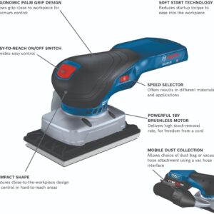 BOSCH 18V Brushless Orbital Sander Cordless Professional Finishing Tool