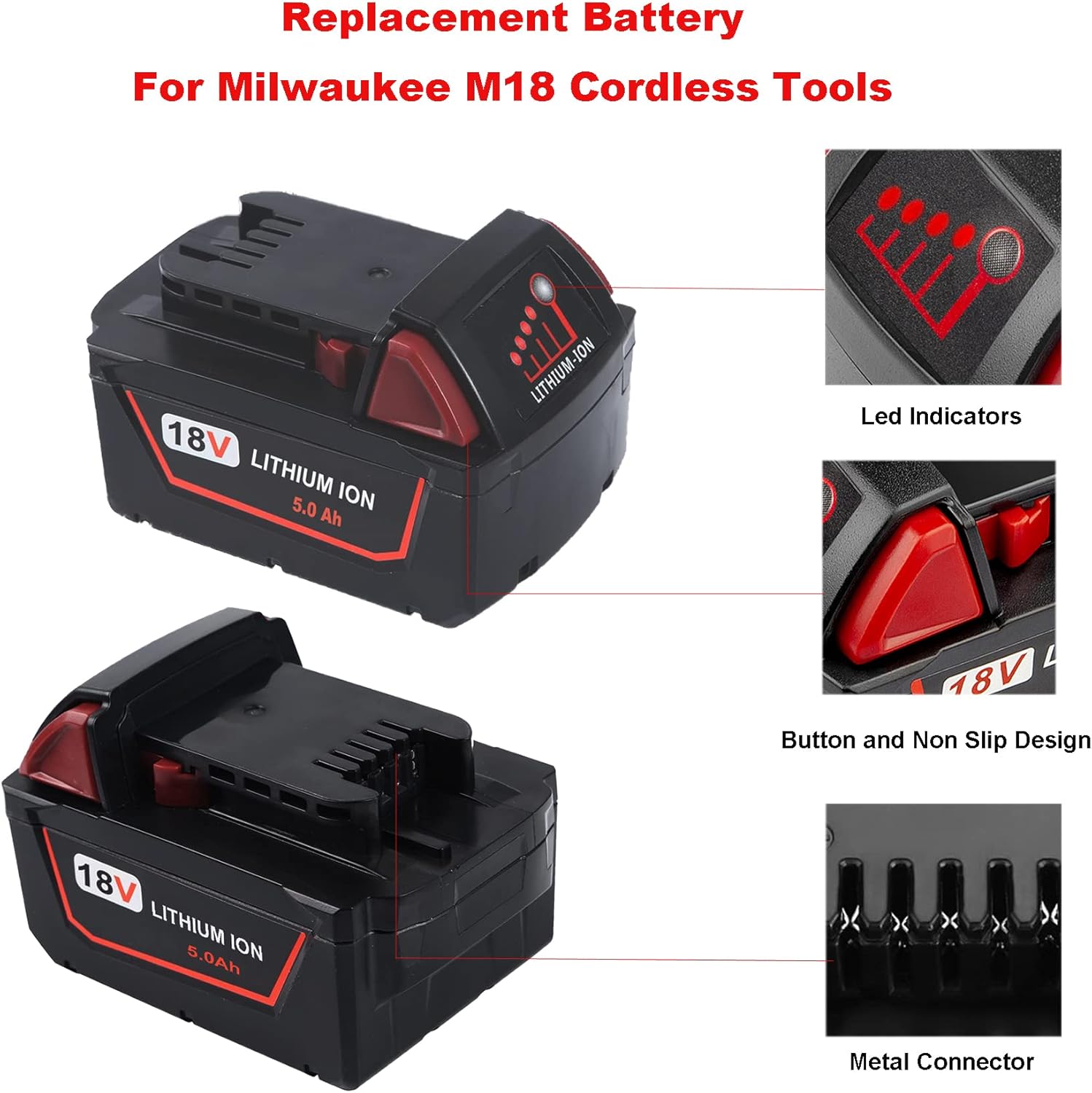 2-Pack Milwaukee M18 5.0Ah Batteries: High-Capacity Replacement Power 5 2-Pack Milwaukee M18 5.0Ah Batteries: High-Capacity Replacement Power - Image 5