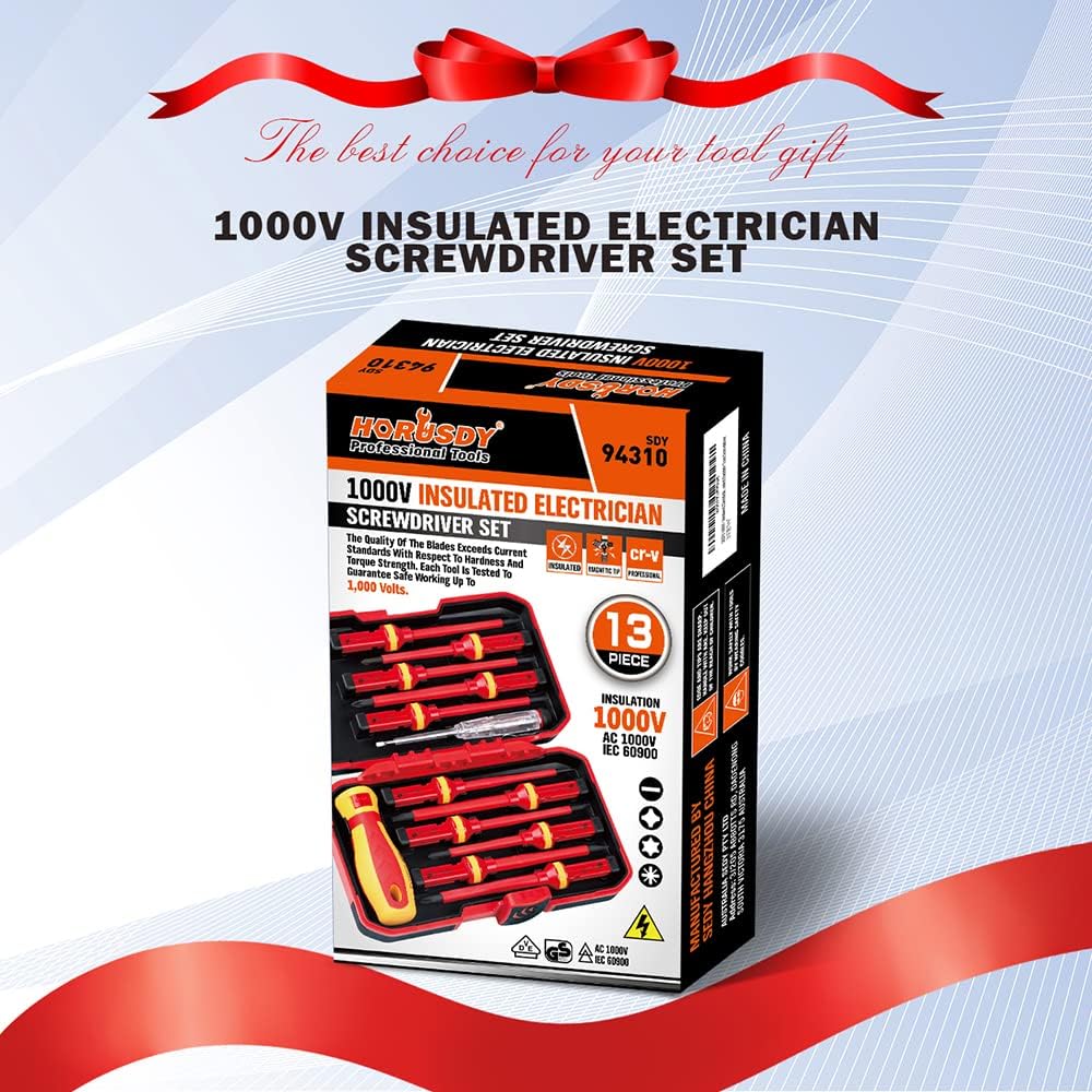 Professional Electrical Screwdriver Set | 1000V Insulated VDE Certified | 13-Piece CRV Magnetic Tips 8 Professional Electrical Screwdriver Set | 1000V Insulated VDE Certified | 13-Piece CRV Magnetic Tips - Image 8