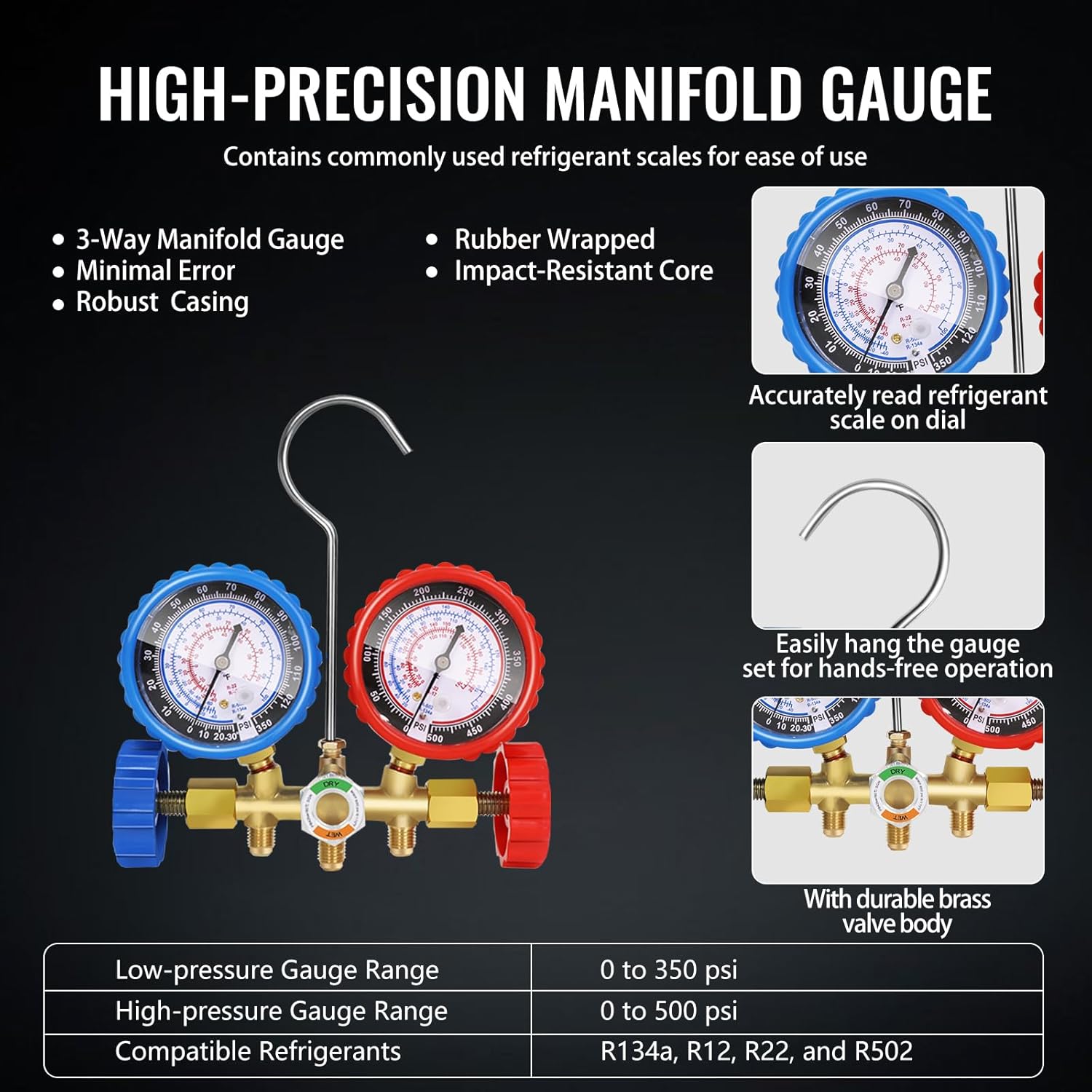 Premium 4.5 CFM AC Vacuum Pump & Gauge Kit for HVAC/Auto R134a R410a 6 Premium 4.5 CFM AC Vacuum Pump & Gauge Kit for HVAC/Auto R134a R410a - Image 6