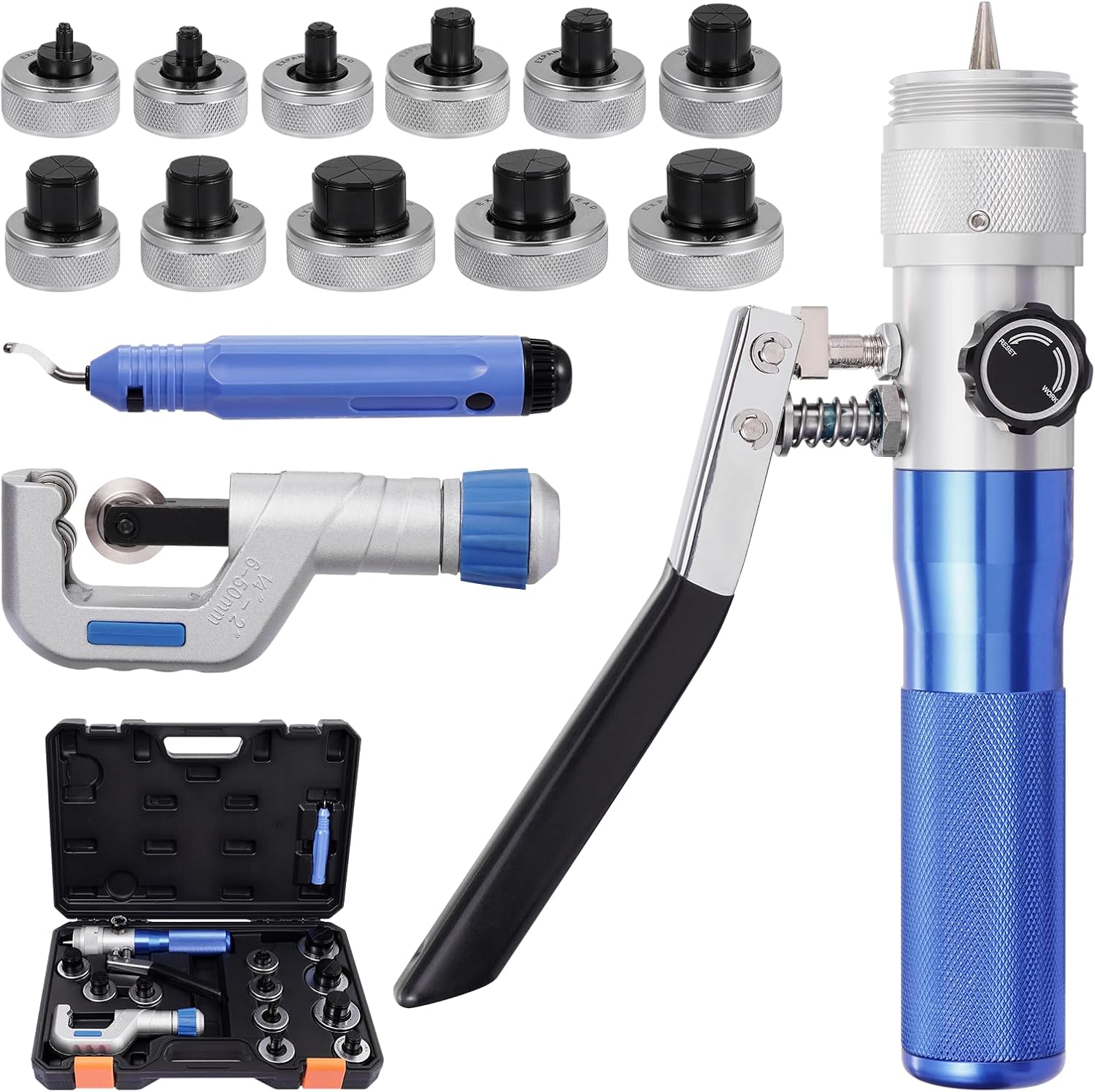 Professional HVAC Hydraulic Tube Expander Kit: 11 Heads for 3/8-5 1/8" Copper 1 hvac tools deals