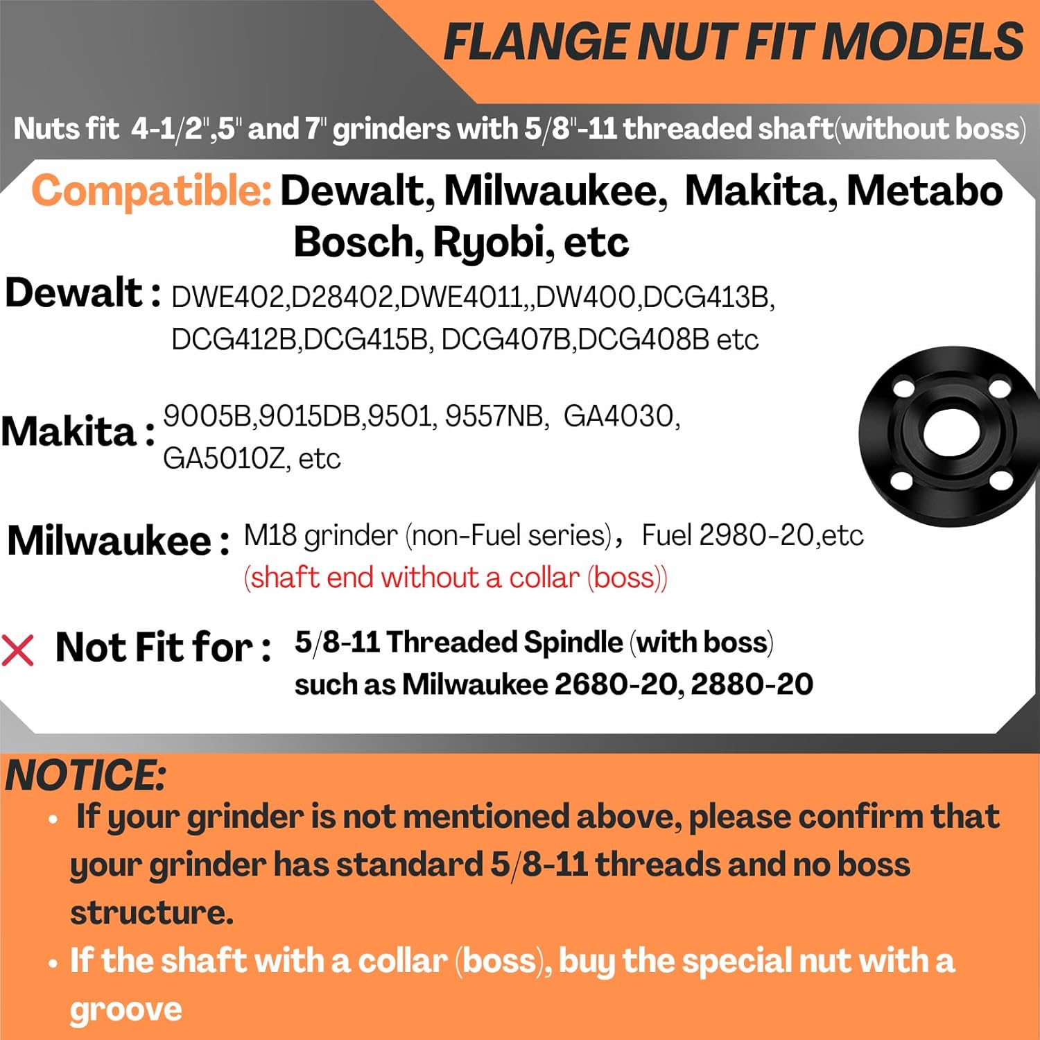 Universal Angle Grinder Accessory Kit - 7PCS Nut Removal Tool for Dewalt Milwaukee Makita 5 Universal Angle Grinder Accessory Kit - 7PCS Nut Removal Tool for Dewalt Milwaukee Makita - Image 5