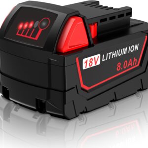 8.0Ah 18V Replace for Milwaukee Mk18 18V Battery Compatible with Mk18 Battery 48-11-1850 48-11-1840 48-11-1852 48-11-1815 Cordless Power Tools Lithium-Ion Battery