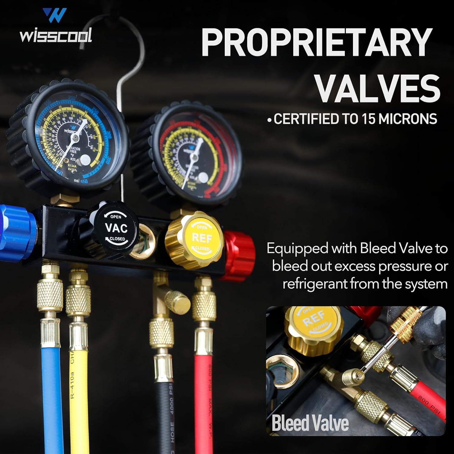 Professional AC Manifold Gauge Set for R410A R134A R22 HVAC Charging 3 Professional AC Manifold Gauge Set for R410A R134A R22 HVAC Charging - Image 3