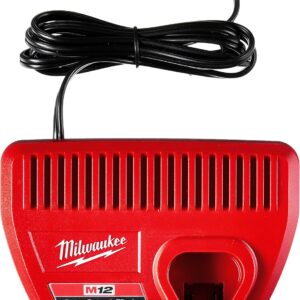 Milwaukee M12 12V Lithium-Ion Battery Charger – Fast Charging LED Indicator, Red