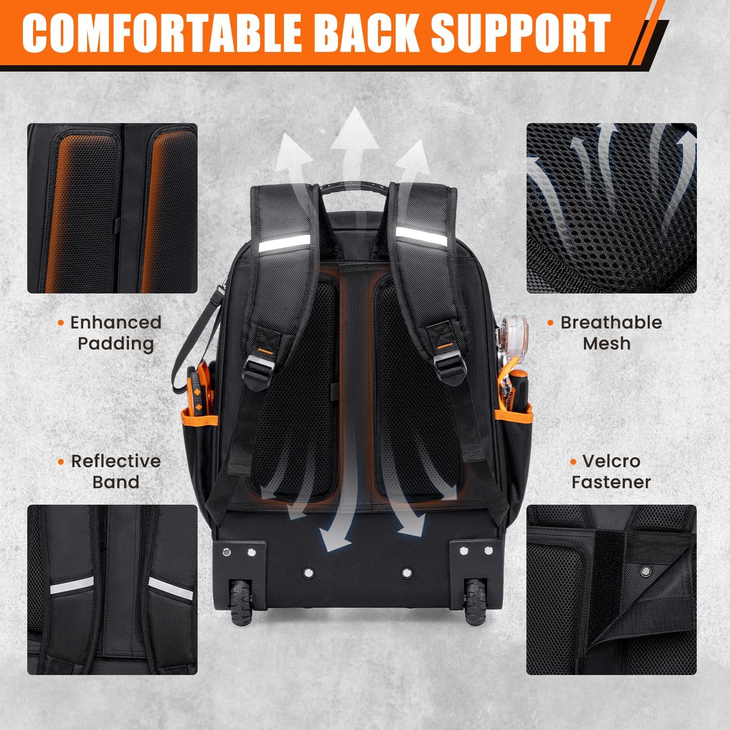 Ultimate Heavy Duty Rolling Tool Backpack | 63 Pockets | HVAC Electrician Gear 4 Ultimate Heavy Duty Rolling Tool Backpack | 63 Pockets | HVAC Electrician Gear - Image 4