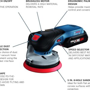 Bosch 18V Brushless 5″ Random Orbit Sander Kit w/ Battery & Dust Collection