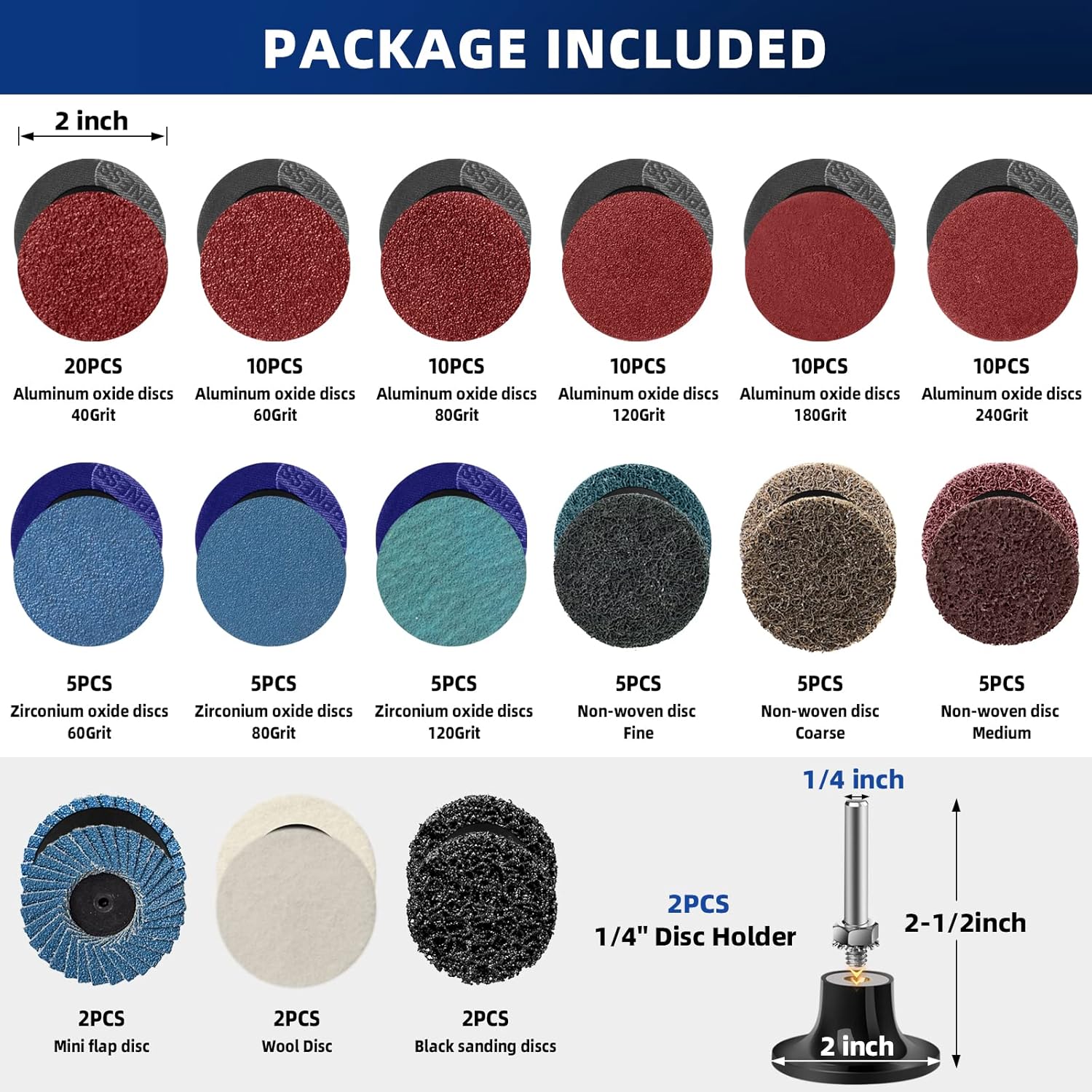 108PC 2" Quick Change Sanding Disc Set for Grinder | Surface Prep & Paint Removal 2 108PC 2" Quick Change Sanding Disc Set for Grinder | Surface Prep & Paint Removal - Image 2