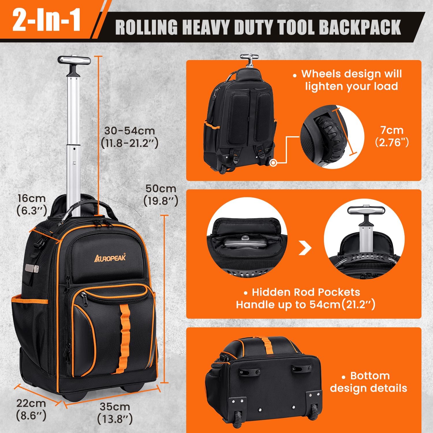 Ultimate Heavy Duty Rolling Tool Backpack | 63 Pockets | HVAC Electrician Gear 2 Ultimate Heavy Duty Rolling Tool Backpack | 63 Pockets | HVAC Electrician Gear - Image 2