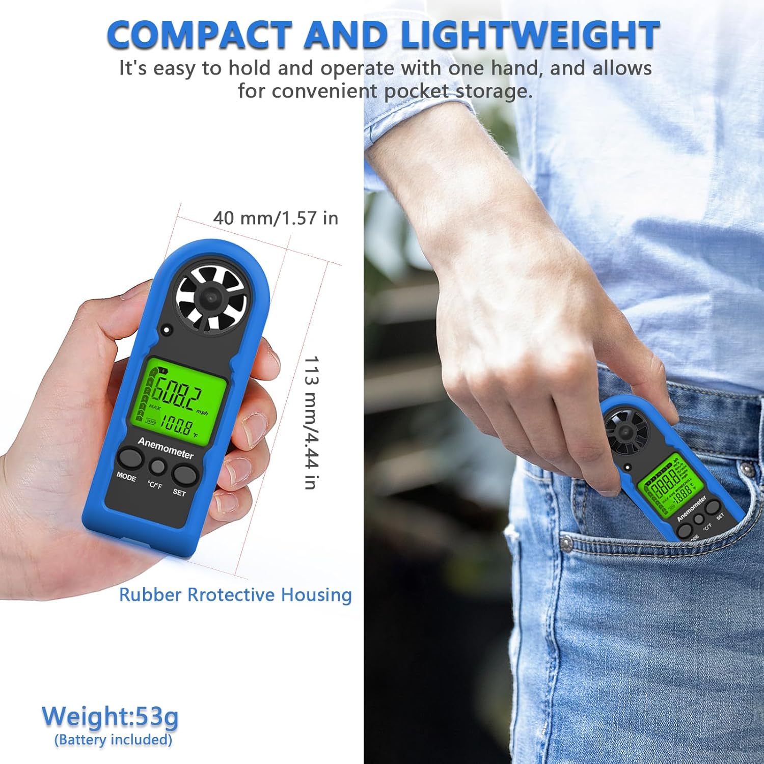 Professional Digital Wind Meter: HVAC Anemometer for CFM/Air Flow/Outdoor Use 3 Professional Digital Wind Meter: HVAC Anemometer for CFM/Air Flow/Outdoor Use - Image 3