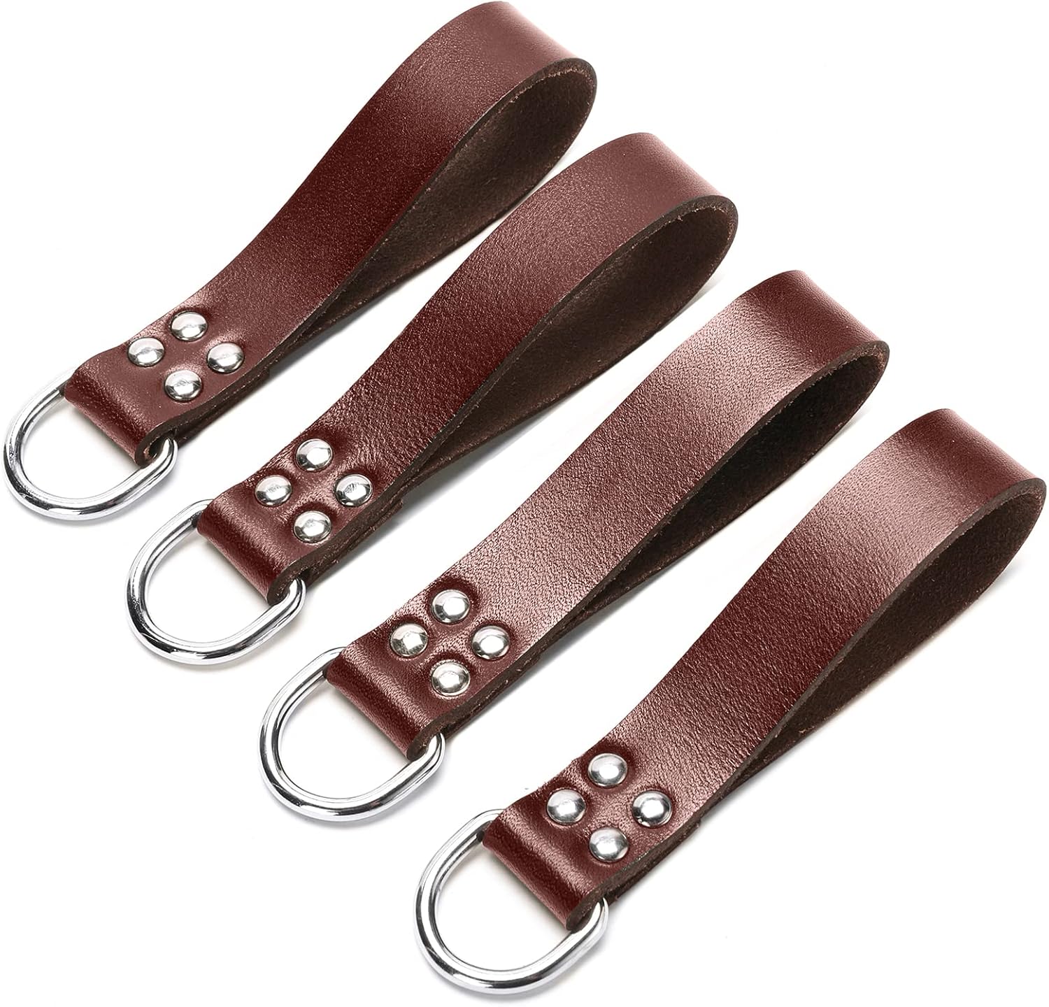 Professional Leather Tool Belt Suspender Loops Heavy Duty 4-Piece Brown Strap Set 4 Professional Leather Tool Belt Suspender Loops Heavy Duty 4-Piece Brown Strap Set - Image 4