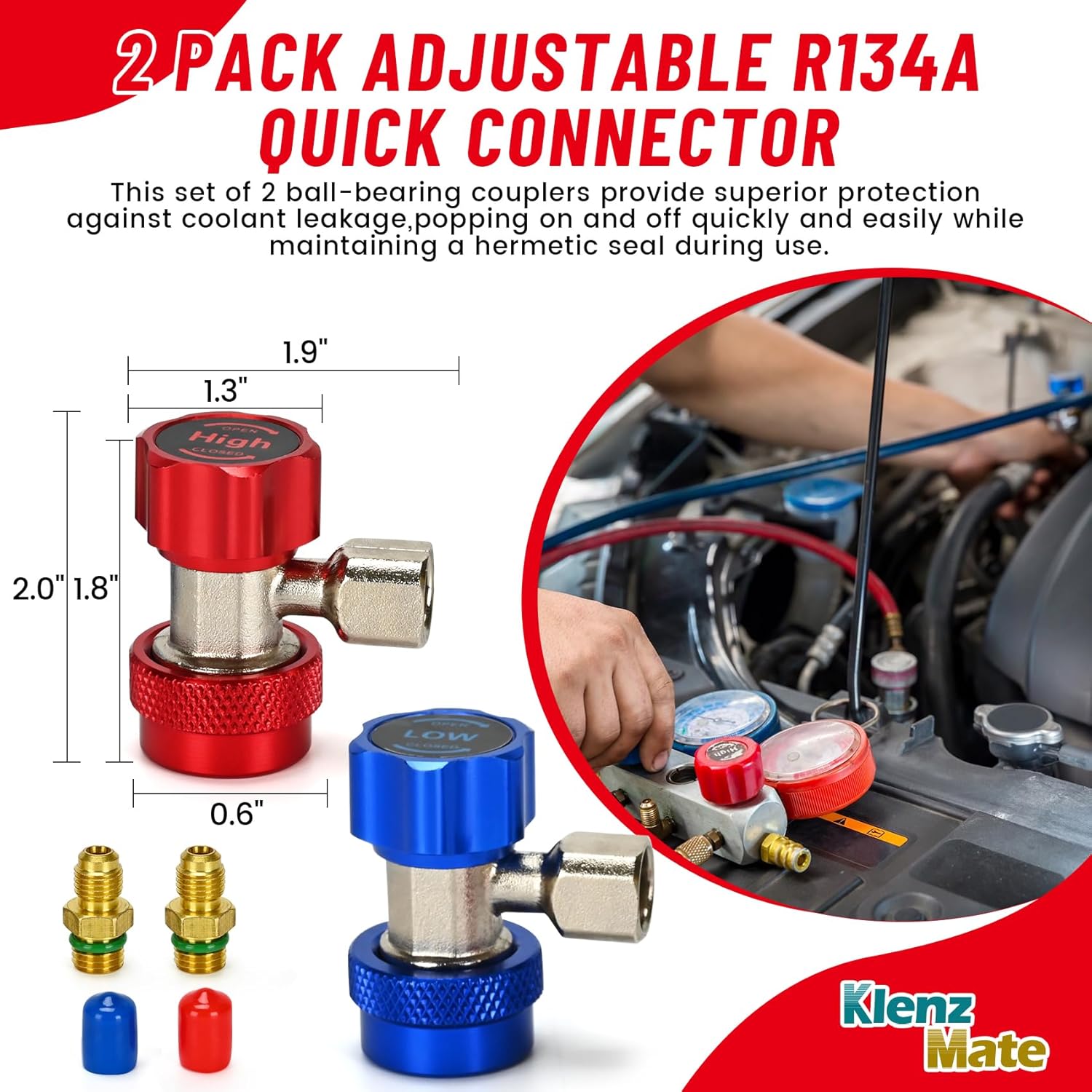 HVAC Refrigerant Charging Hose Set 48" 1/4" Quick Connect Coupler 800 PSI 2 HVAC Refrigerant Charging Hose Set 48" 1/4" Quick Connect Coupler 800 PSI - Image 2