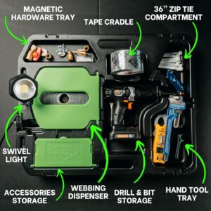 USA-Made Heavy Duty Tool Sled for Crawl Space | Patented Tradesman Carrier with Swivel Light