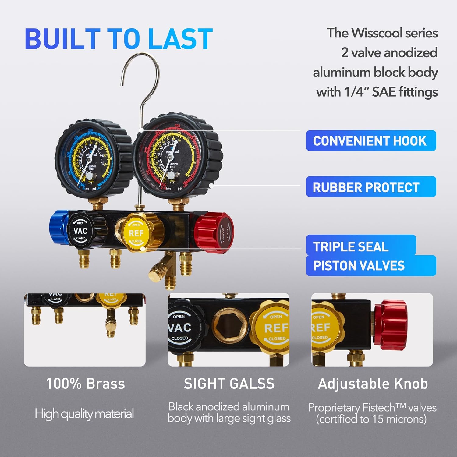Professional AC Manifold Gauge Set for R410A R134A R22 HVAC Charging 5 Professional AC Manifold Gauge Set for R410A R134A R22 HVAC Charging - Image 5