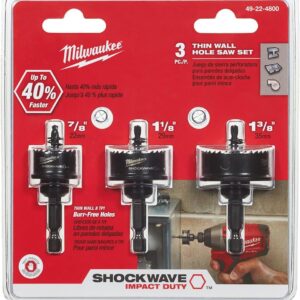 Milwaukee Electric Tool 49-22-4800 Hole Saw Set, 3 Pieces, 1/4" Hex Shank, Variable Pitch Teeth