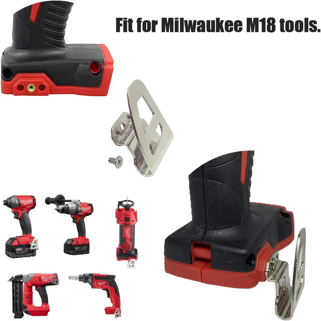 Milwaukee M18 Belt Clip Hook Replacement for Impact Driver & Hammer Drill (2-Pack) 1 Replacement Belt Clip Hook for Milwaukee Work with M18 tool Impact Driver Hammer Drill Replace for 2604-20, 2604-22, 2604-22CT, 2797-22 (2Packs)