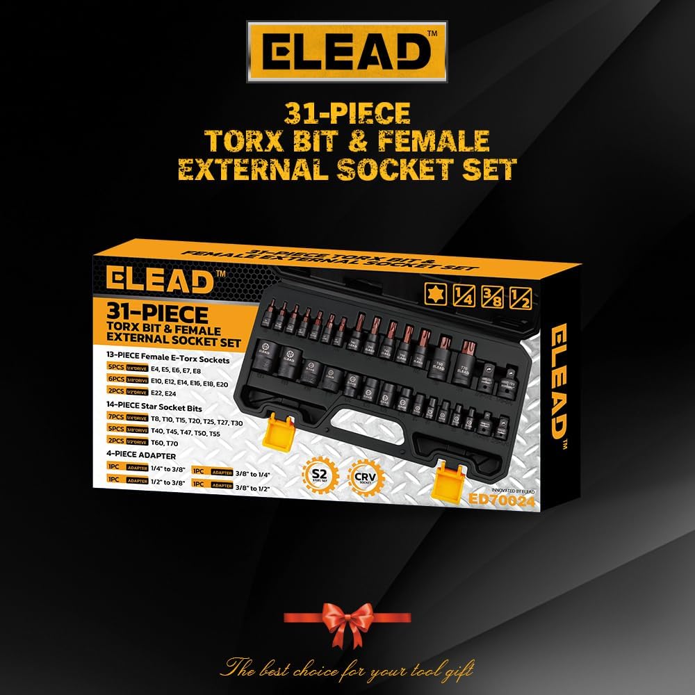 Professional Torx Bit Socket Set 31-PC | Complete T8-T70 & E4-E24 Mechanic Tool 9 Professional Torx Bit Socket Set 31-PC | Complete T8-T70 & E4-E24 Mechanic Tool - Image 9