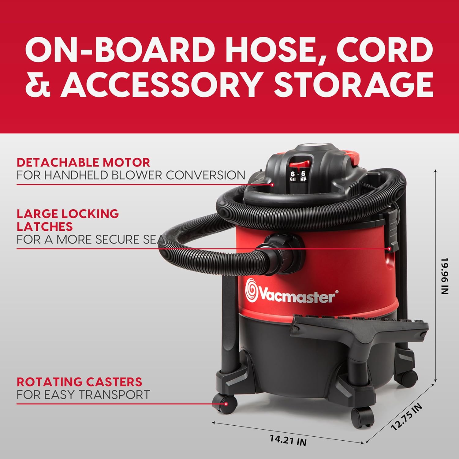 Powerful 6-Gallon Wet Dry Shop Vacuum with Detachable Blower - Heavy-Duty Cleaning Tool 7 Powerful 6-Gallon Wet Dry Shop Vacuum with Detachable Blower - Heavy-Duty Cleaning Tool - Image 7