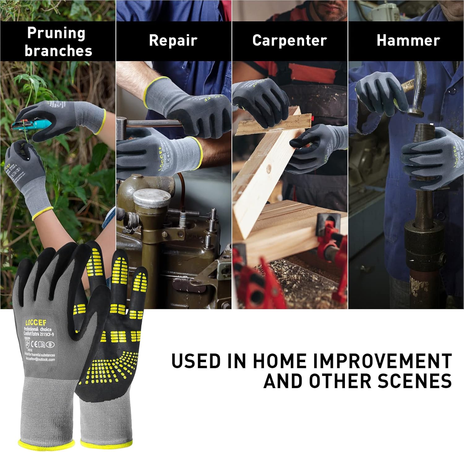 Durable Work Gloves: MicroFoam Nitrile Coated Nylon Grip Gloves (6 Pairs) 3 Durable Work Gloves: MicroFoam Nitrile Coated Nylon Grip Gloves (6 Pairs) - Image 3