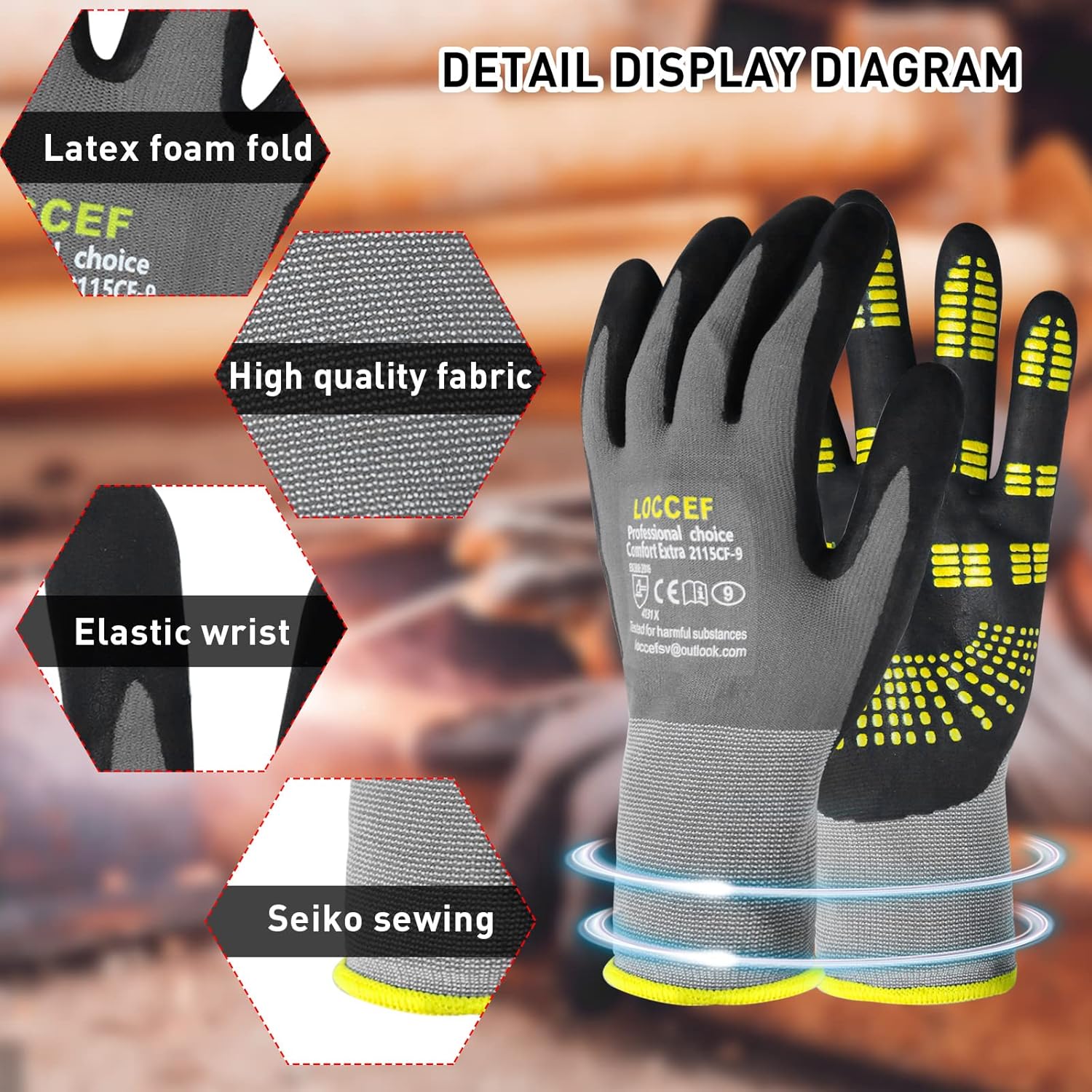 Durable Work Gloves: MicroFoam Nitrile Coated Nylon Grip Gloves (6 Pairs) 4 Durable Work Gloves: MicroFoam Nitrile Coated Nylon Grip Gloves (6 Pairs) - Image 4