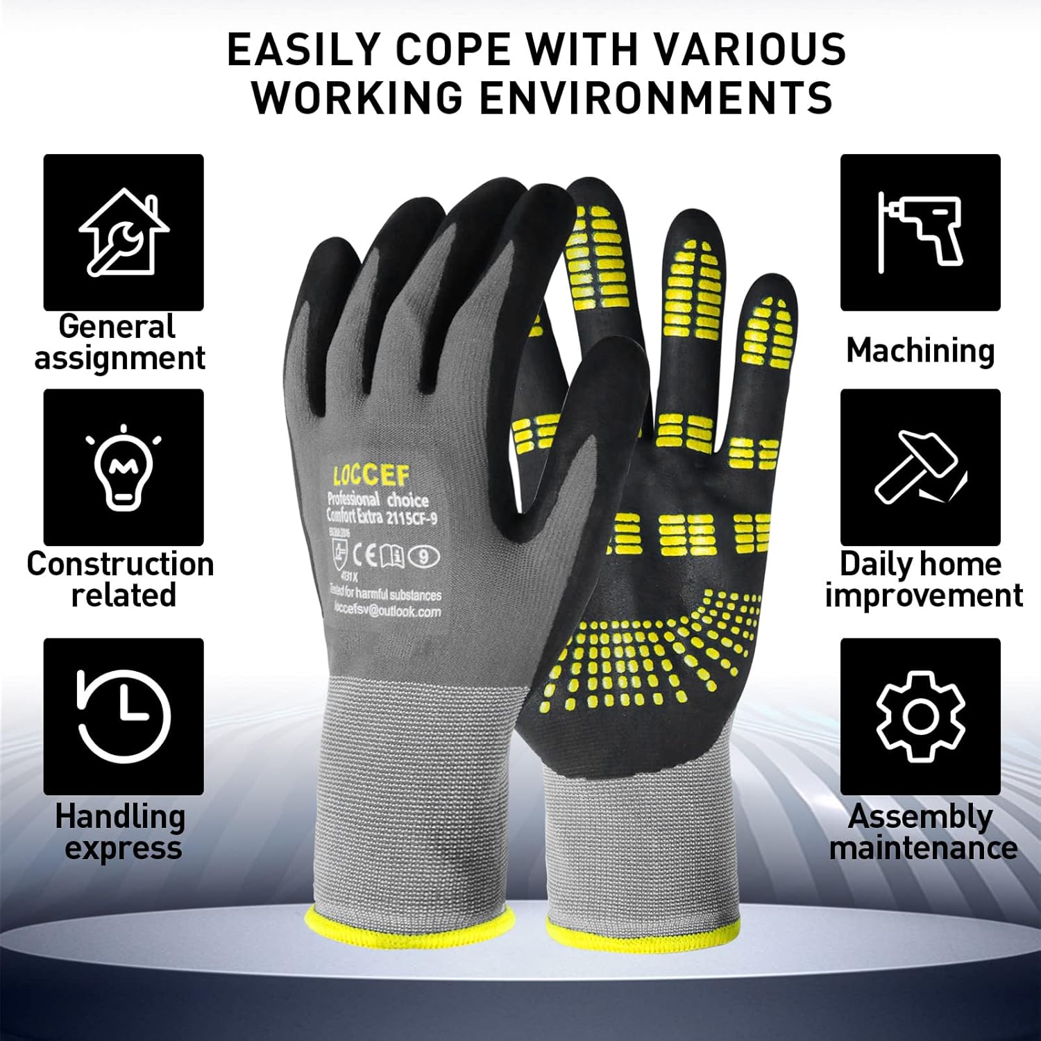Durable Work Gloves: MicroFoam Nitrile Coated Nylon Grip Gloves (6 Pairs) 5 Durable Work Gloves: MicroFoam Nitrile Coated Nylon Grip Gloves (6 Pairs) - Image 5