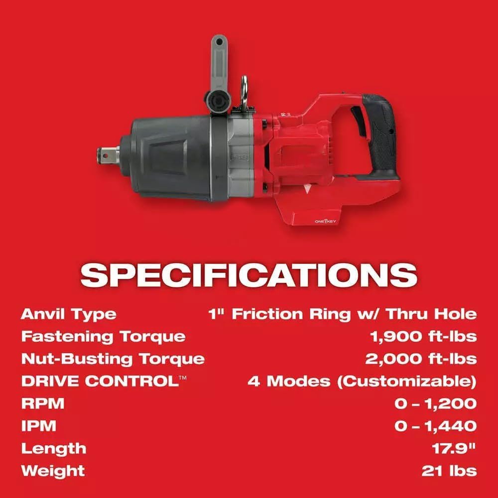 Milwaukee M18 1" D-Handle Impact Wrench - High Torque Powerhouse Kit 5 Milwaukee M18 1" D-Handle Impact Wrench - High Torque Powerhouse Kit - Image 5