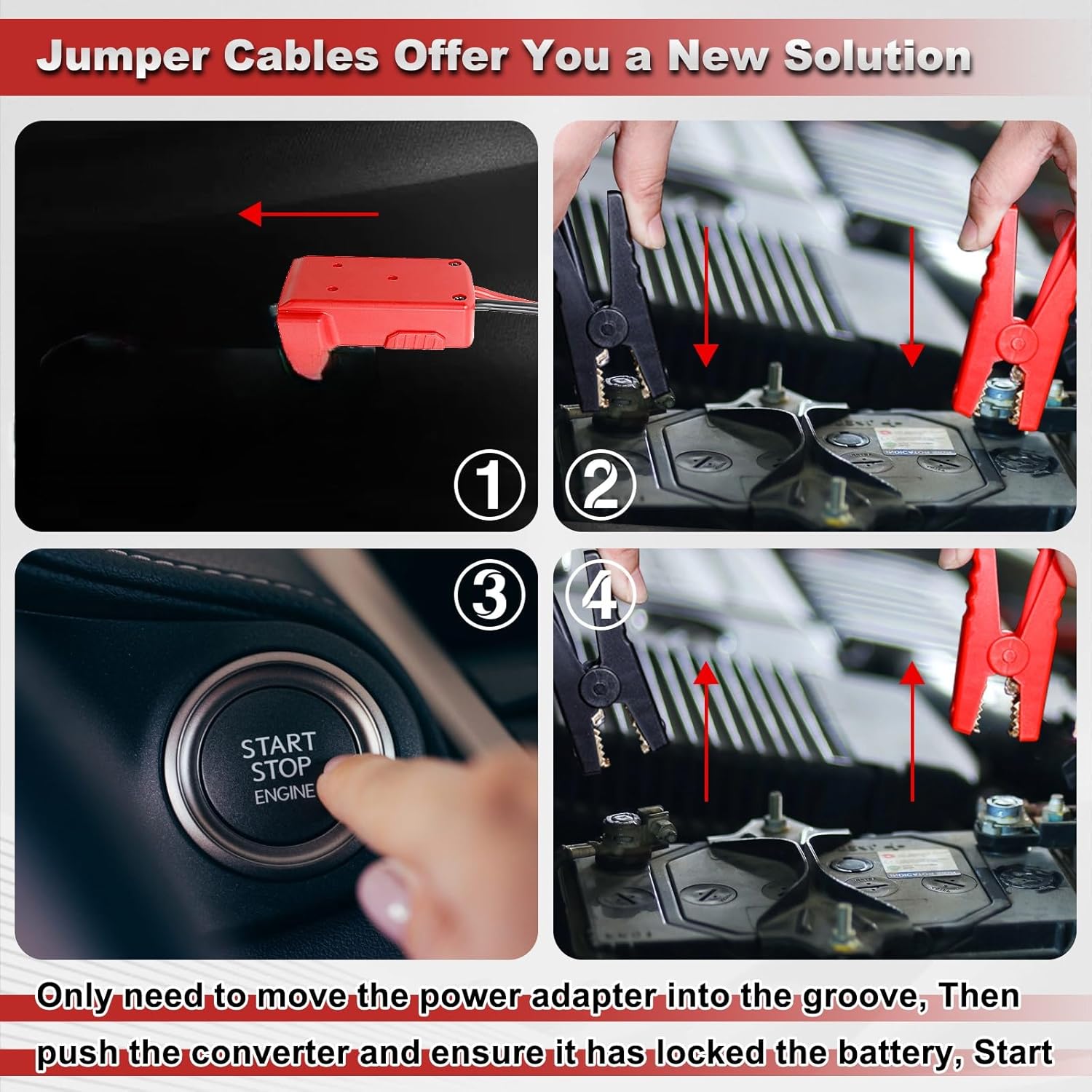 Heavy-Duty M18 Battery Jumper Cables, 3.9ft 8AWG Professional Automotive Booster Clamps 3 Heavy-Duty M18 Battery Jumper Cables, 3.9ft 8AWG Professional Automotive Booster Clamps - Image 3