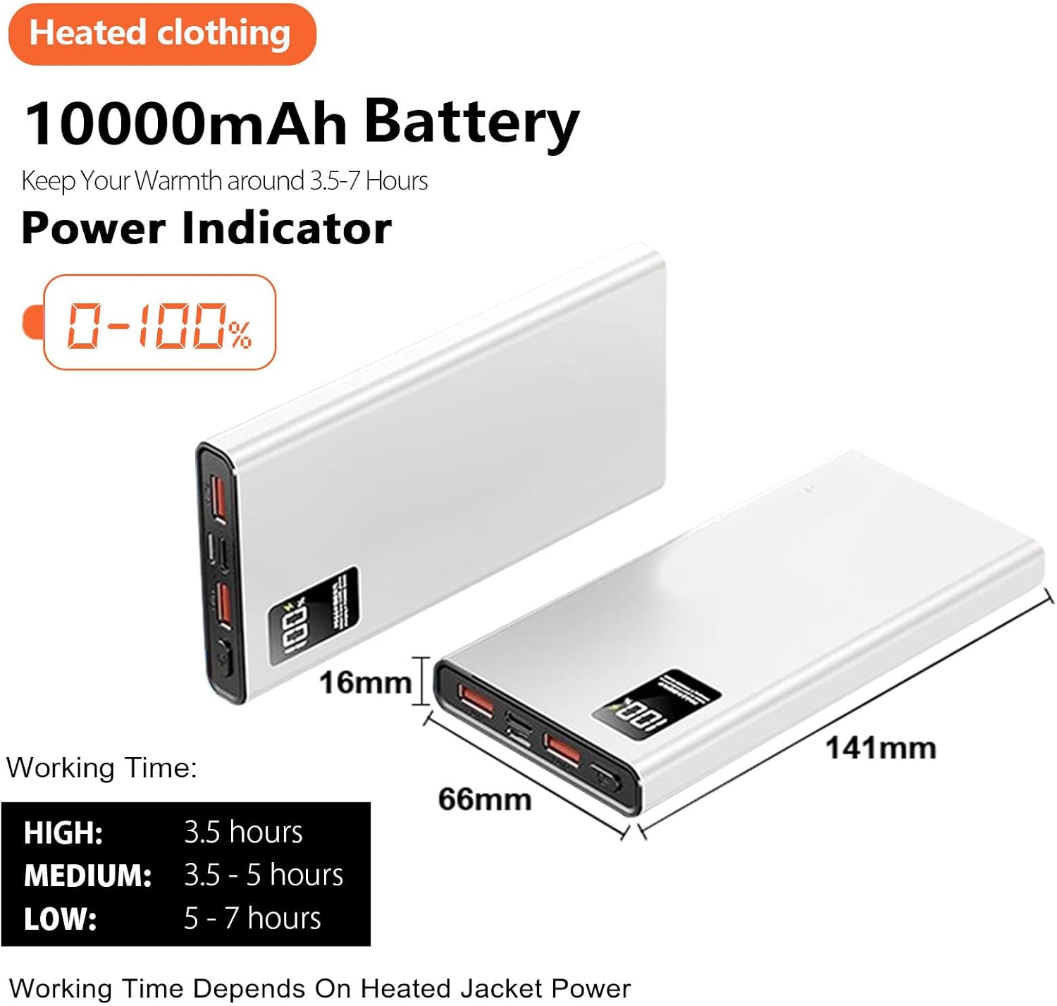 10000mAh 7.4V Heated Jacket Battery for ORORO Venustas w/PD Charger 4 10000mAh 7.4V Heated Jacket Battery for ORORO Venustas w/PD Charger - Image 4