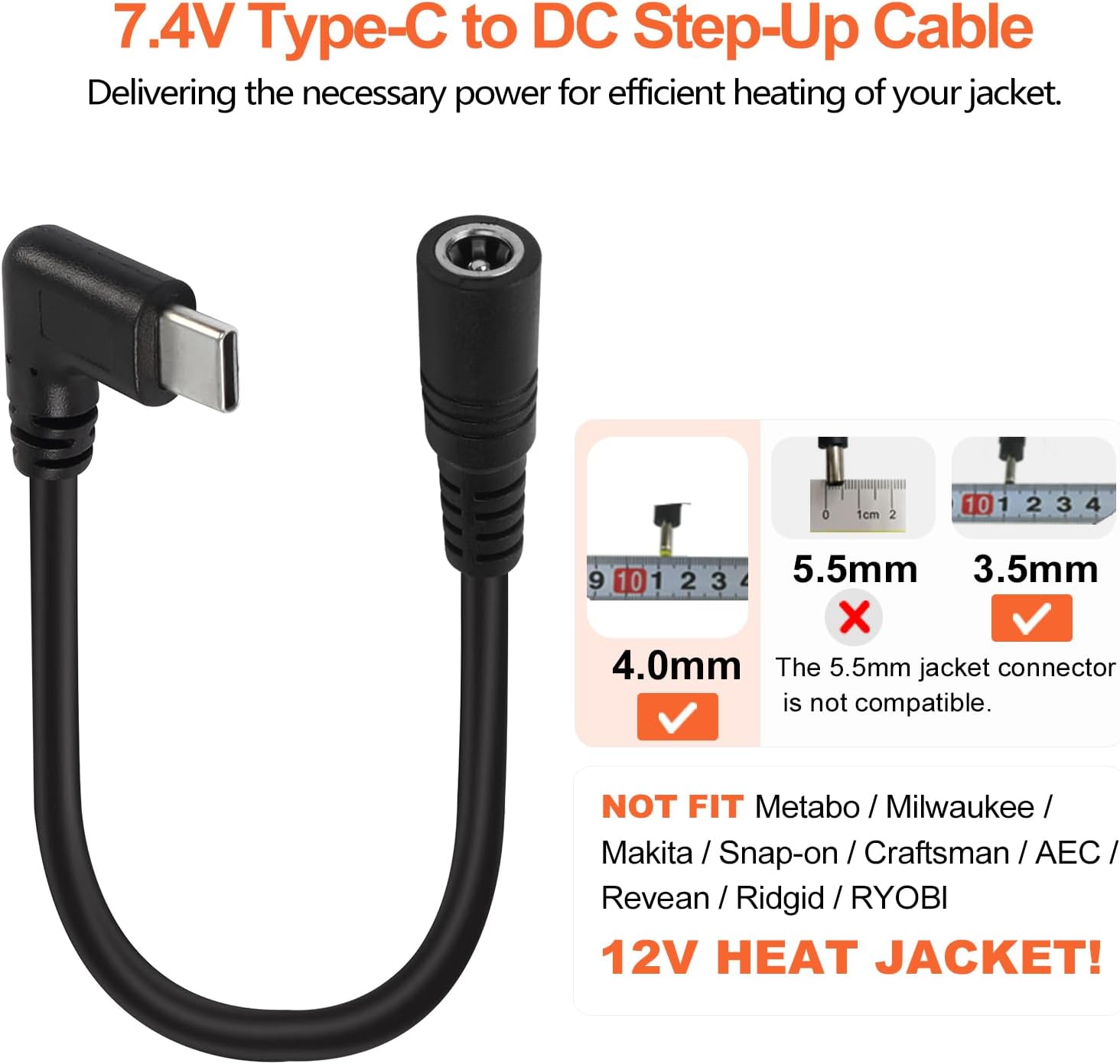 10000mAh 7.4V Heated Jacket Battery for ORORO Venustas w/PD Charger 6 10000mAh 7.4V Heated Jacket Battery for ORORO Venustas w/PD Charger - Image 6