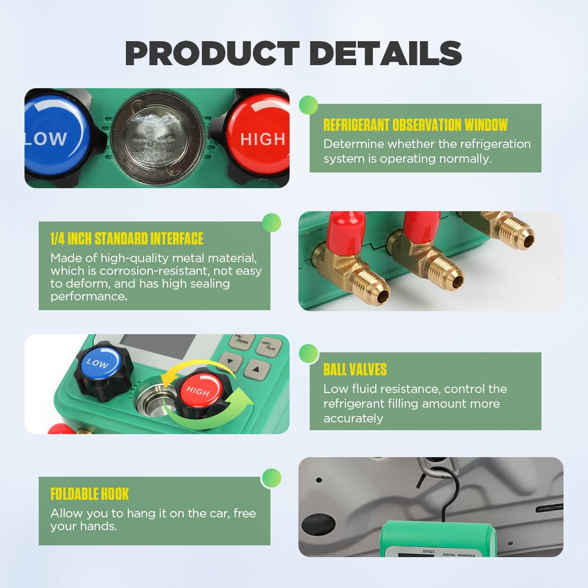 Professional HVAC Digital Manifold Gauge Set R134A R410A Refrigeration Tool 9 Professional HVAC Digital Manifold Gauge Set R134A R410A Refrigeration Tool - Image 9