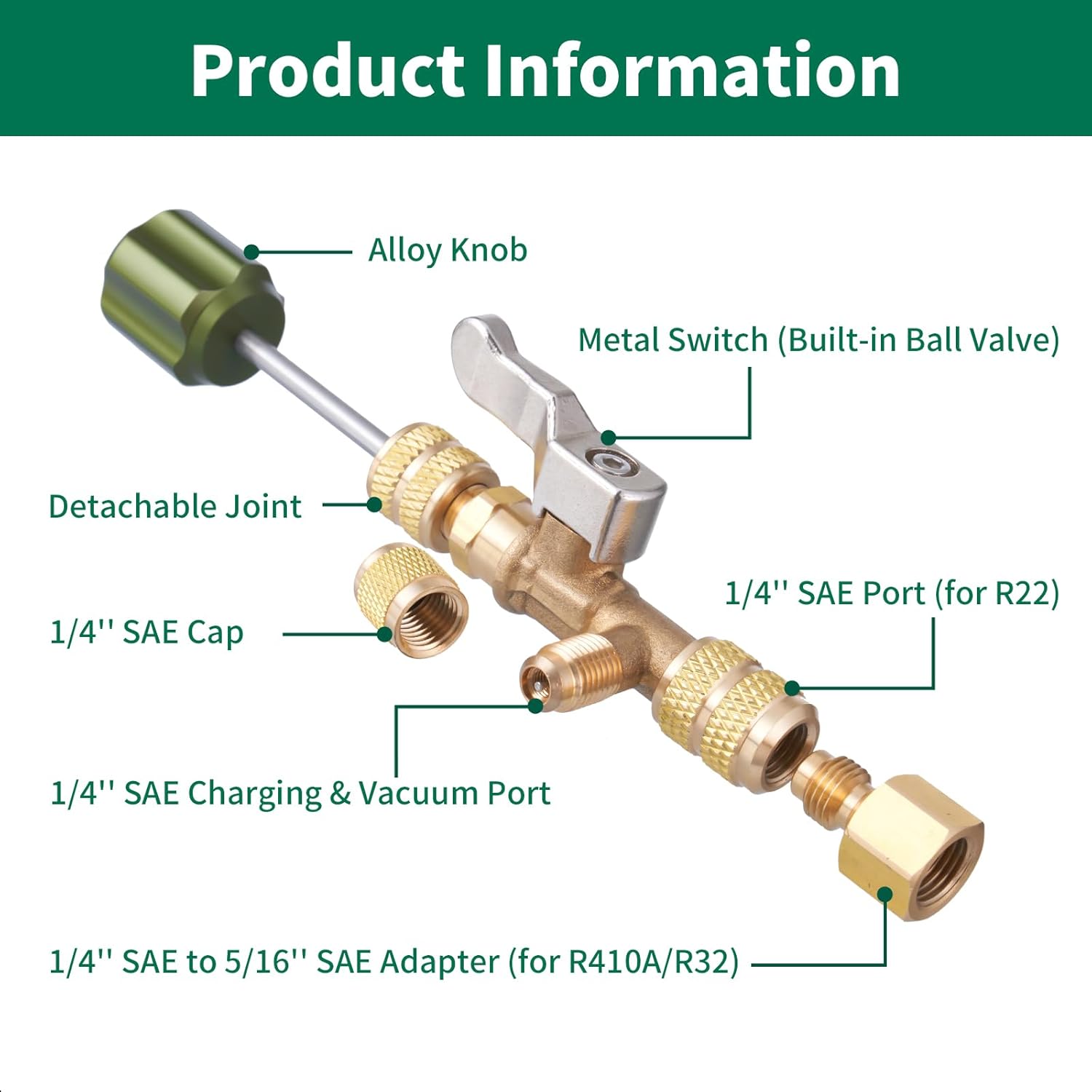 Professional HVAC Valve Core Removal Tool - R22 R410 AC Refrigerant Adapter Kit 4 Professional HVAC Valve Core Removal Tool - R22 R410 AC Refrigerant Adapter Kit - Image 4