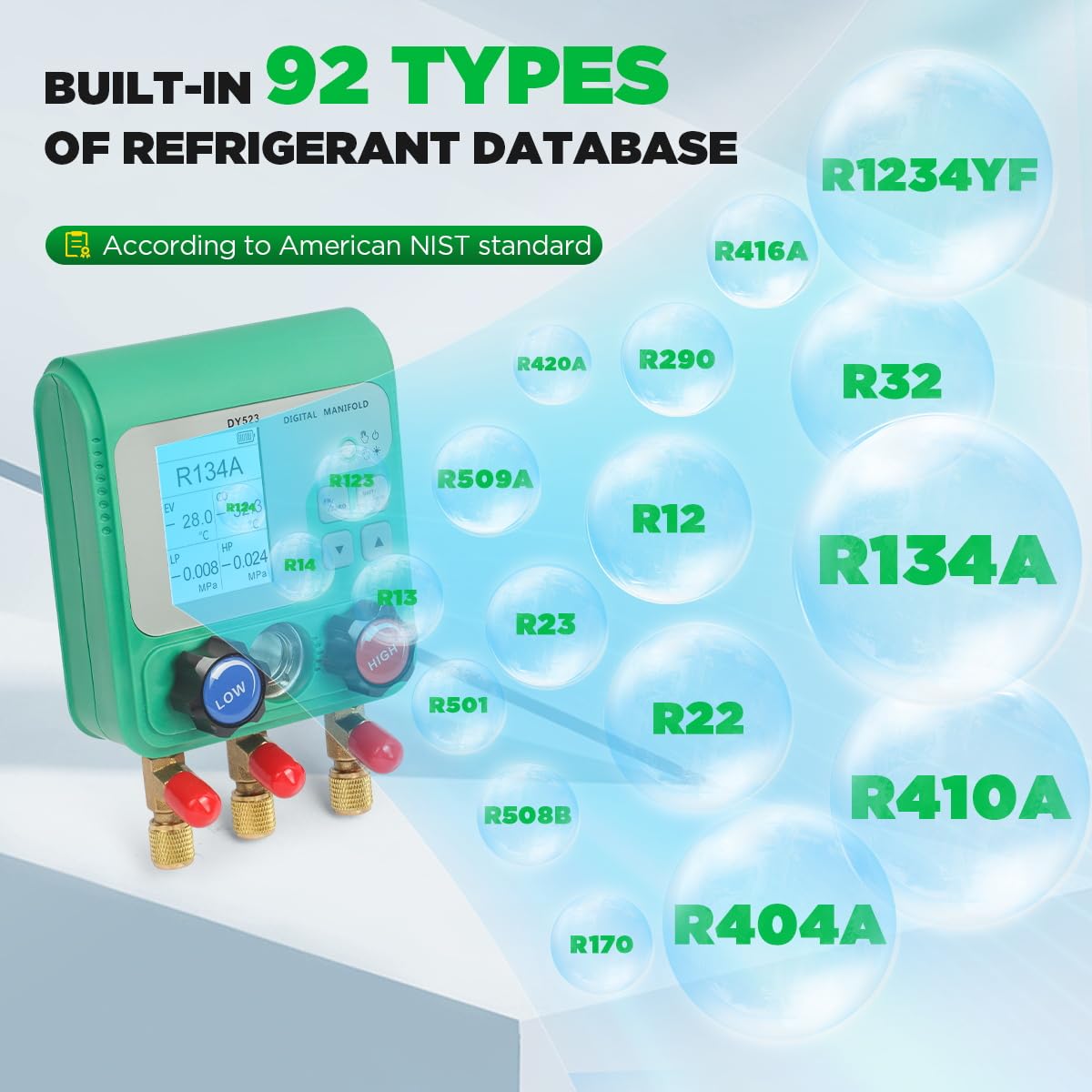 Professional HVAC Digital Manifold Gauge Set R134A R410A Refrigeration Tool 4 Professional HVAC Digital Manifold Gauge Set R134A R410A Refrigeration Tool - Image 4