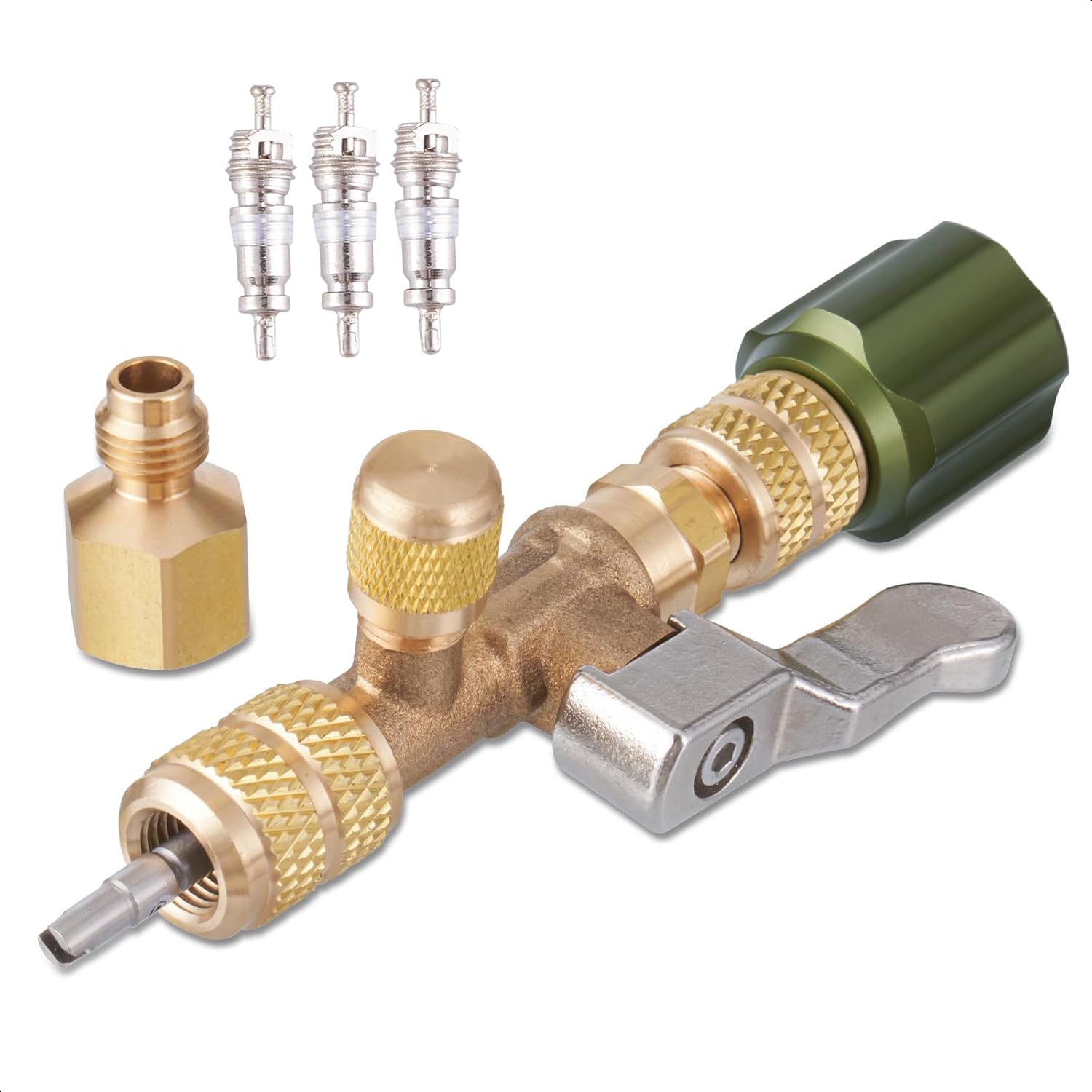 Professional HVAC Valve Core Removal Tool - R22 R410 AC Refrigerant Adapter Kit 1 hvac tools and accessories