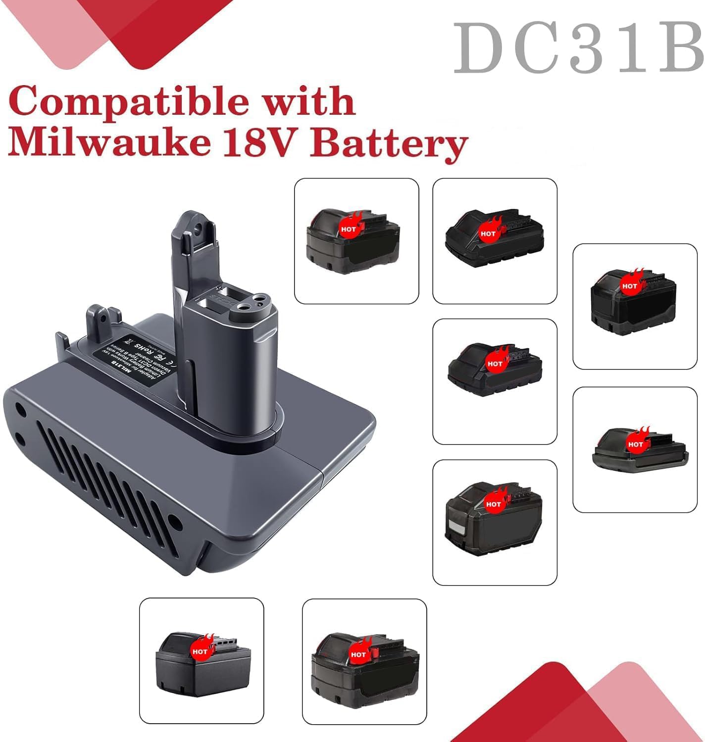 Dyson-Milwaukee Battery Adapter: DC34/44/45 Vacuum Power Converter M18 4 Dyson-Milwaukee Battery Adapter: DC34/44/45 Vacuum Power Converter M18 - Image 4