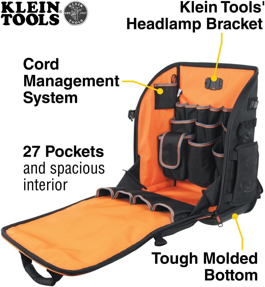 Klein Pro Station Backpack: 27-Pocket Electrician Organizer w/Molded Base 2 Klein Pro Station Backpack: 27-Pocket Electrician Organizer w/Molded Base - Image 2
