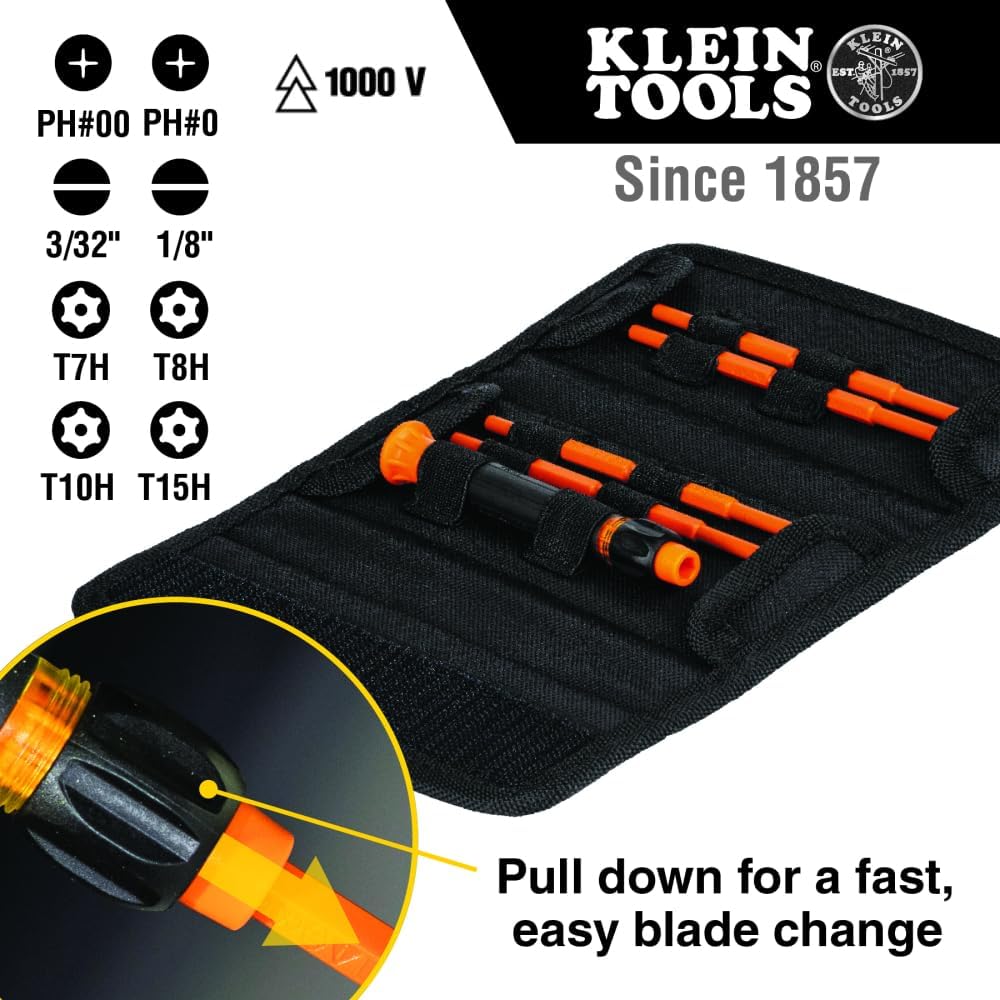 Klein 8-in-1 Insulated Precision Screwdriver Set 1000V Electrical Safety Bits 3 Klein 8-in-1 Insulated Precision Screwdriver Set 1000V Electrical Safety Bits - Image 3
