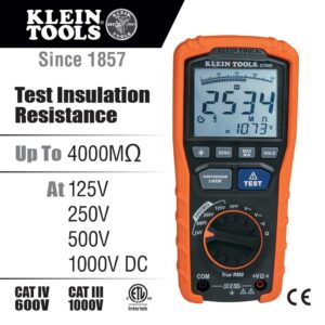 Klein Tools ET600 Pro Insulation Tester: TRMS Digital Multimeter 1000V Megohmmeter