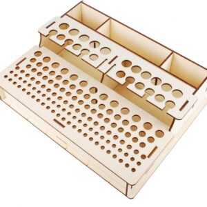 Leather Tool Holder - Wooden Craft Tool Organizer Box with Shelf (104)