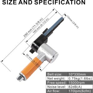 Professional Pneumatic Belt Sander 3/8″ x 13″ with 12pc Grit Belts for Metal & Wood